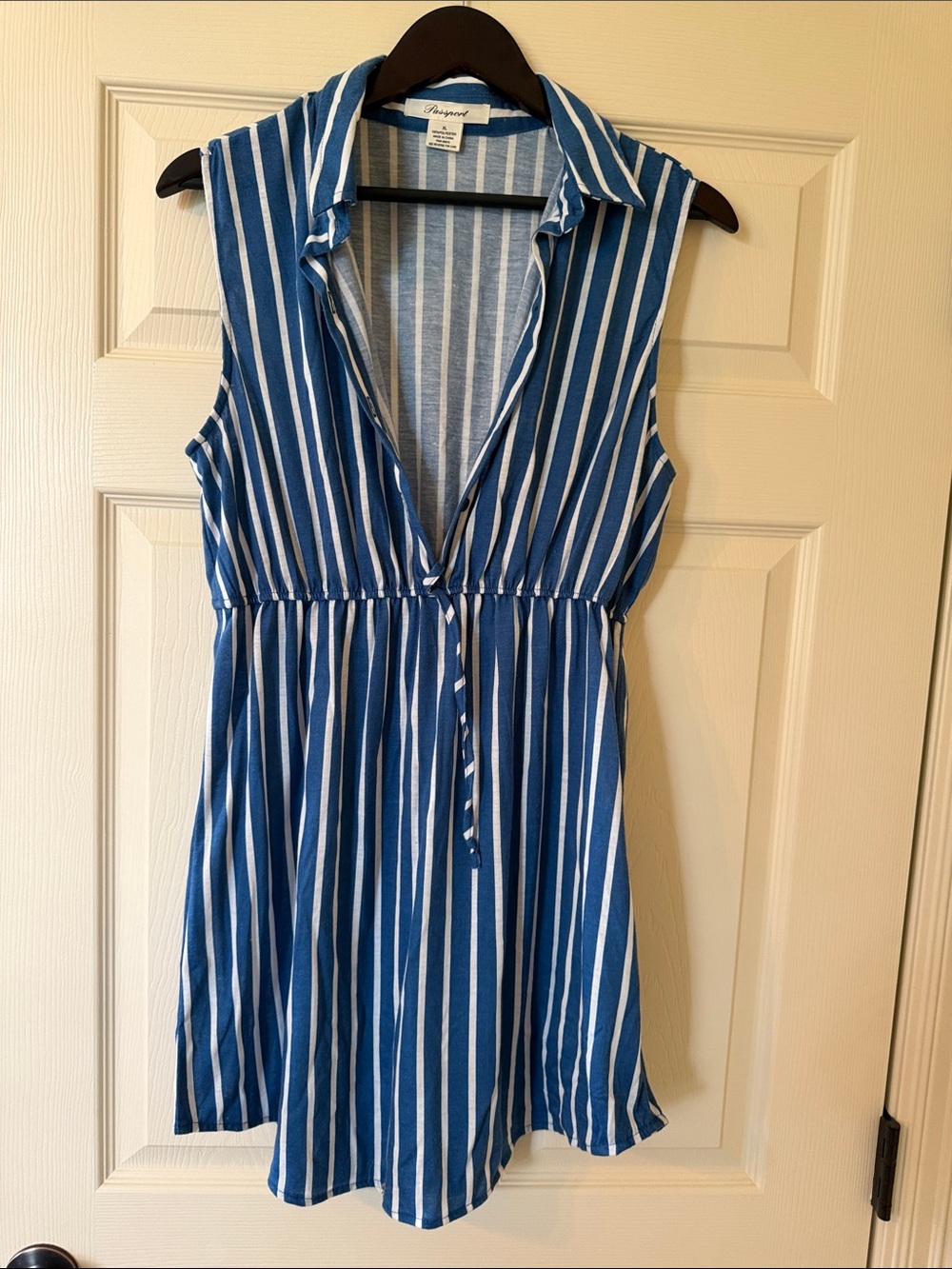 Passport Blue and White Striped Sleeveless Mini Dress